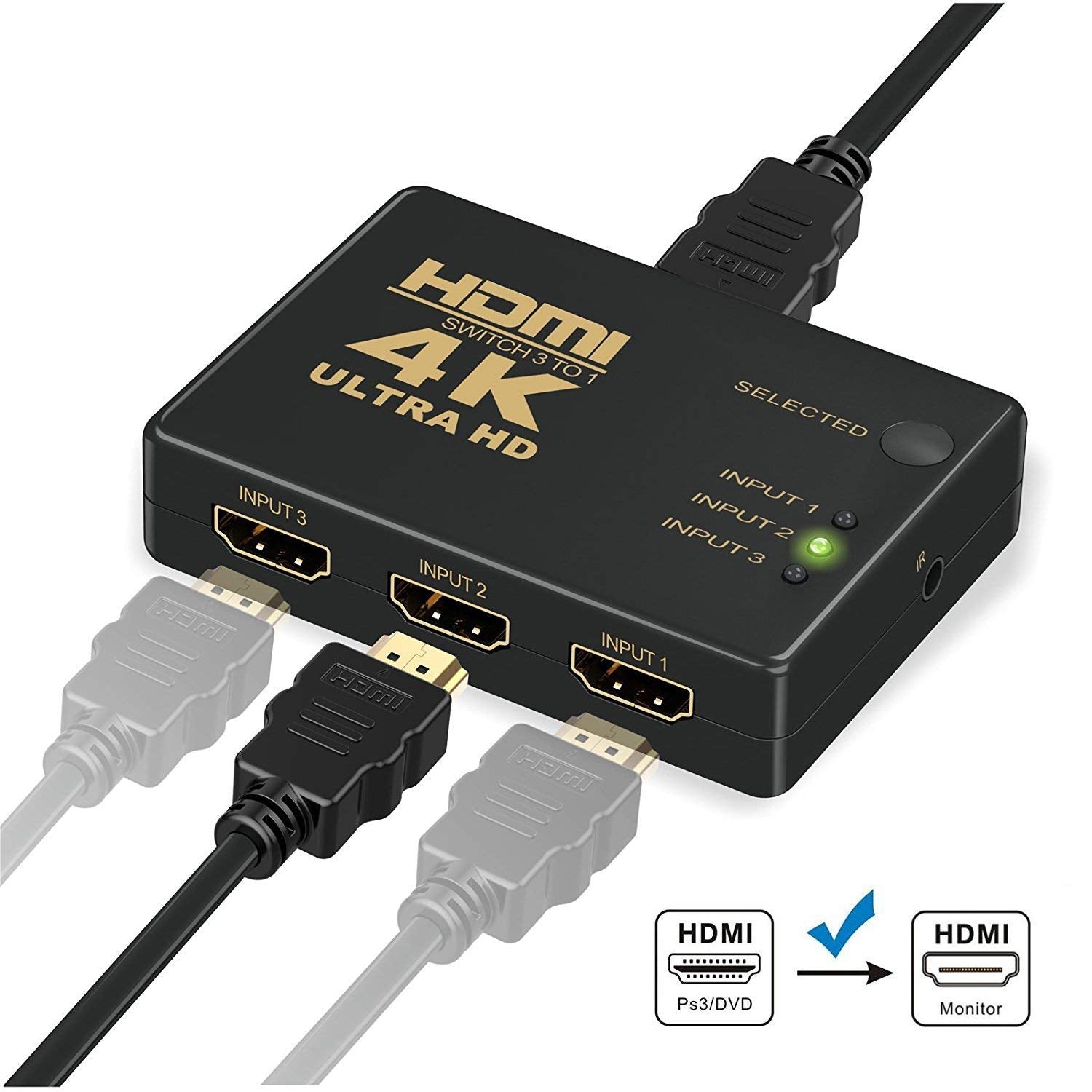 vokal Far Monica HDMI Switch 4k,GANA Intelligent 3-Port HDMI Switcher,Splitter, Support –  GANA LINK